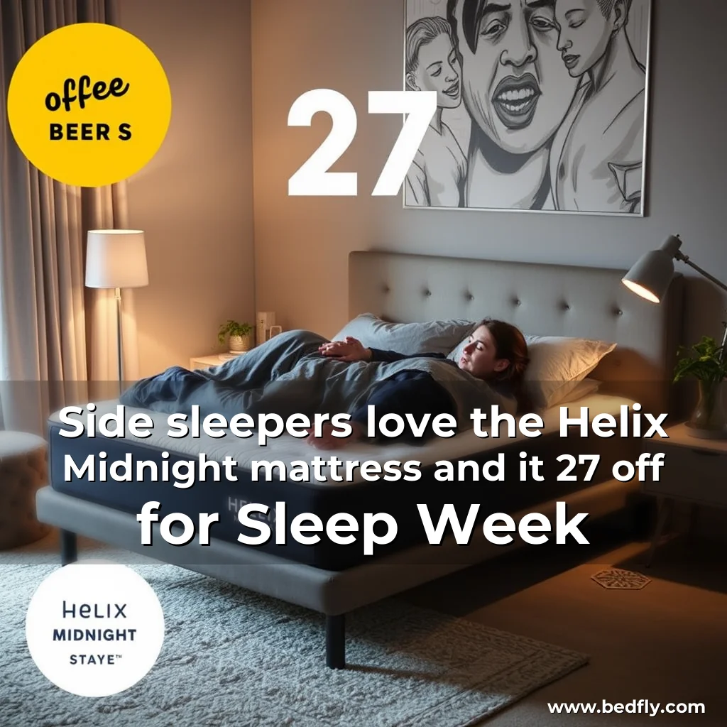 Artistic representation for Side sleepers love the Helix Midnight mattress and it 27 off for Sleep Week