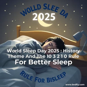 Artistic representation for World Sleep Day 2025 : History Theme And The 10 3 2 1 0 Rule For Better Sleep