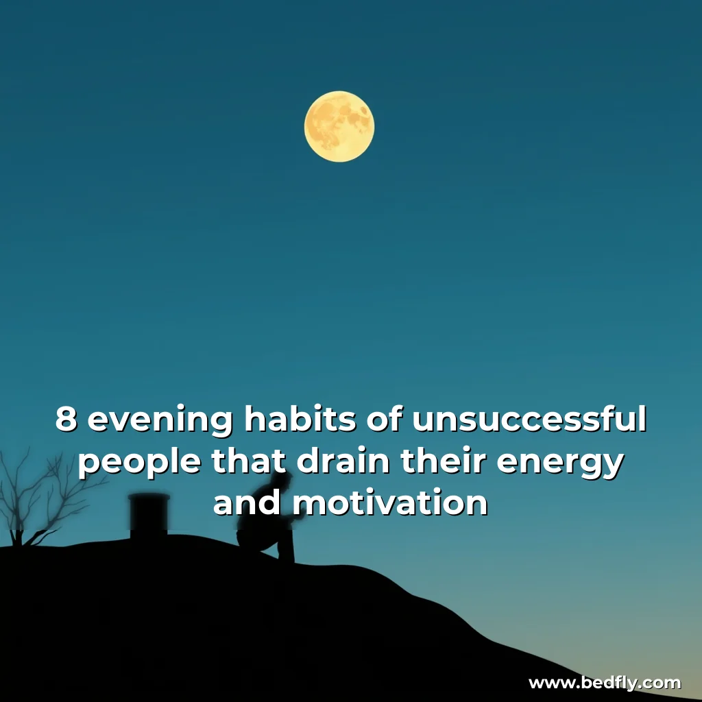 Artistic representation for 8 evening habits of unsuccessful people that drain their energy and motivation
